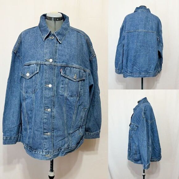 Levi's NWT Sz 3X Light Indigo Plus How About It Baggy DenimTrucker Jean Jacket - Picture 7 of 14